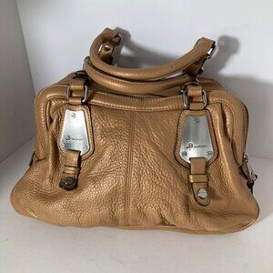 Womens B Makowsky Rose Gold Leather Satchel Handbag Large 8 x 13 x 5"